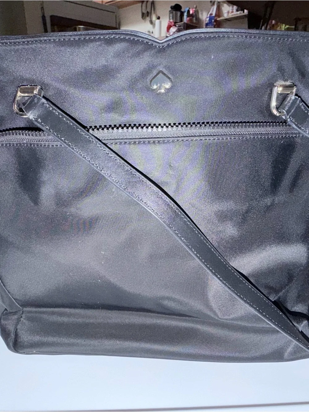 kate spade Black Nylon Tote with Gold Logo Detail